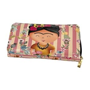 Women's‎ /Teen's Pink Floral Multi Pocket Graphic Wallet Zip/Magnetic Close